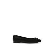 Zwarte leren ballerina's met strik Kazar , Black , Dames