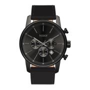 Analoge horloge met leren band Kazar , Black , Heren