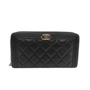 Pre-owned Leather wallets Chanel Vintage , Black , Dames