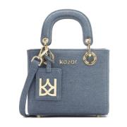 Kleine stijve denim stoffen handtas Kazar , Blue , Dames