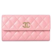 Pre-owned Leather wallets Chanel Vintage , Pink , Dames