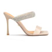 Elegante Versierde Beige Muiltjes Stiletto Hak Kazar , Beige , Dames