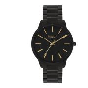 Zwarte horloge met gouden indexen en wijzers Kazar , Black , Dames