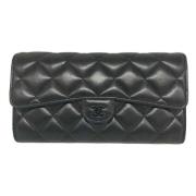 Pre-owned Leather wallets Chanel Vintage , Black , Dames