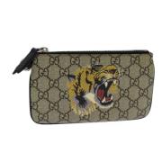 Pre-owned Leather pouches Gucci Vintage , Beige , Dames