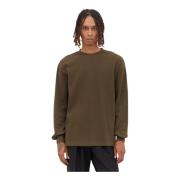 Katoenen Wafelgebreide Longsleeve Top Burberry , Brown , Heren