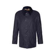 Gewaxte Katoenen Jas Blauw Rits Zakken Barbour , Blue , Heren