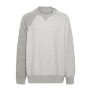 Grijze Wollen Crew Neck Sweater Sacai , Gray , Heren