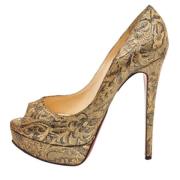 Pre-owned Fabric heels Christian Louboutin Pre-owned , Yellow , Dames