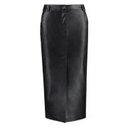 Vegan Leren Rok met Voorsplit Pinko , Black , Dames