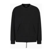 Zwarte Sweatshirt Verhoog Stijl Casual Comfortabele Pasvorm Armani Exc...