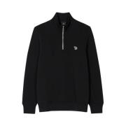 Zebra Logo Zip-Neck Sweatshirt PS By Paul Smith , Black , Heren