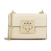 Een kleine tas met een ketting van stijve constructie Kazar , Beige , ...