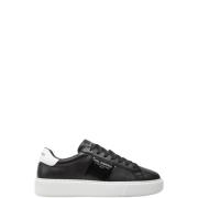 Zwarte Leren Sneakers Maxi Kup Karl Lagerfeld , Black , Heren