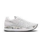 Witte Bloemen Leren Sneakers Vrouwen Premiata , White , Dames