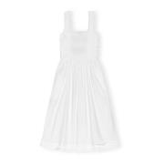 Poplin Midi Strap Jurk Ganni , White , Dames