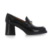 Zwarte Leren Loafer met Gouden Logo Tod's , Black , Dames