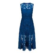 Blauwe Midi Jurk met Kant Self Portrait , Blue , Dames