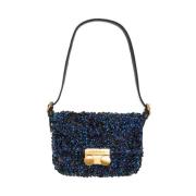 Handgeborduurde Tweed Schoudertas Maliparmi , Blue , Dames