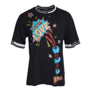 Zwart Grafisch Print Katoenen T-shirt Dolce & Gabbana , Black , Heren