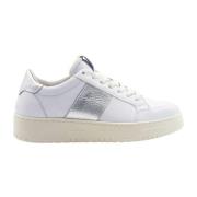 Witte Zilveren Leren Sneakers Saint Sneakers , White , Dames