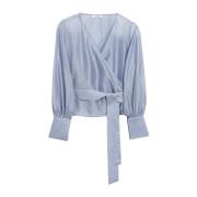 Organza Wrap Blouse met Lang Riem IVY OAK , Blue , Dames