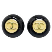 Pre-owned Plastic earrings Chanel Vintage , Black , Dames