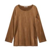 Elegante Satijnen Blouse Maliparmi , Brown , Dames