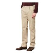 Katoenen Geplooide Broek met Knoopsluiting Massimo Alba , Beige , Here...