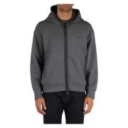 Katoen Fluweel Capuchon Rits Jas Emporio Armani , Gray , Heren