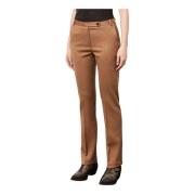 Slim-Fit Wool Satin Pants Massimo Alba , Brown , Dames