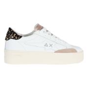 Leren Sneakers met Contrast Inzetstukken Sun68 , White , Dames