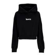 Zwarte Cropped Hoodie met Groot Logo Disclaimer , Black , Dames