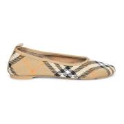 Baby Check Ballerina Flats Burberry , Beige , Dames