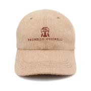 Luxe Cashmere Cap met Logo Borduurwerk Brunello Cucinelli , Brown , He...