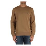 Klassieke Fit Crewneck Sweatshirt met Voorlogo Patch Lacoste , Brown ,...