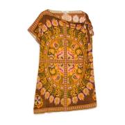 Asymmetrische Jersey Top met Foulard Print Maliparmi , Multicolor , Da...