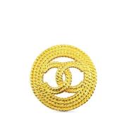 Pre-owned Metal brooches Chanel Vintage , Yellow , Dames