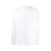 Witte Linnen Shirt Coreana Kraag Woolrich , White , Heren