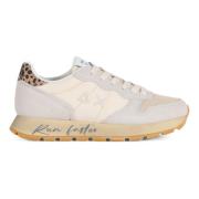 Vintage Leren en Stoffen Sneakers Sun68 , Beige , Dames