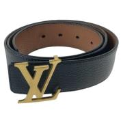 Pre-owned Leather belts Louis Vuitton Vintage , Black , Heren