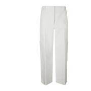 Klassieke Viscose Broek met Zakken Khaite , White , Dames