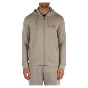 Katoenen Hoodie met Rits en Logo Emporio Armani , Beige , Heren