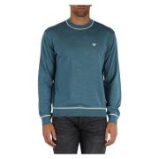 Wollen Crewneck Trui Emporio Armani , Blue , Heren