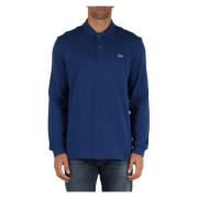 Klassieke pasvorm lange mouw katoenen polo Lacoste , Blue , Heren