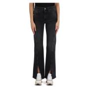 Parel Front Split Straight Fit Jeans Replay , Black , Dames