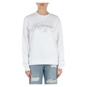 Katoenmix sweatshirt met strass logo Richmond , White , Dames