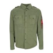 Sage Green Lange Mouwen Shirt Alpha Industries , Green , Heren