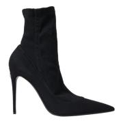 Zwarte Stiletto Heels Denim Enkellaarsjes Dolce & Gabbana , Black , Da...