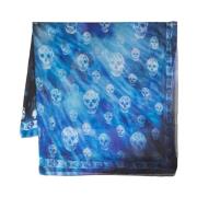 Gala Iris Zijden Sjaal met Skull-Print Alexander McQueen , Blue , Dame...